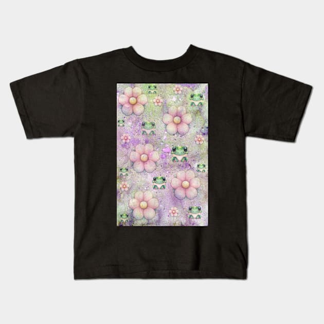 Froggy Flower Print Kids T-Shirt by CAutumnTrapp